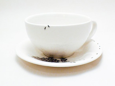 Ants on my cup and saucer